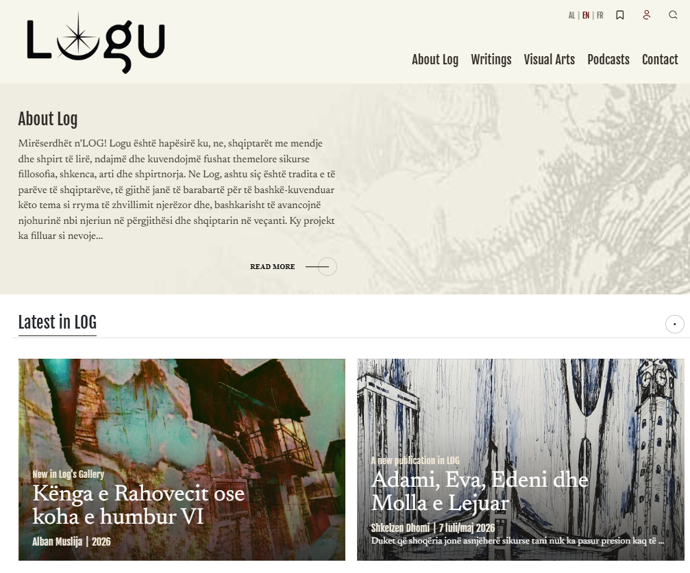 Screenshot of the Logu cultural website homepage